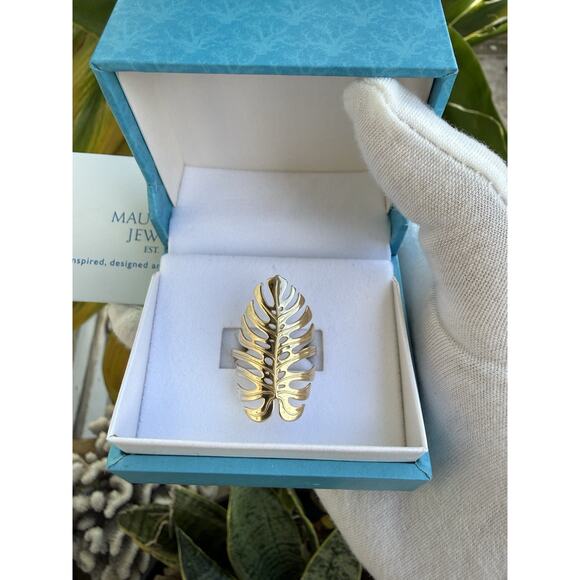 Maui Divers Jewelry - Maui Divers 14KT Yellow Gold Hawaiian Monstera Ring Made in Hawaii Size 8